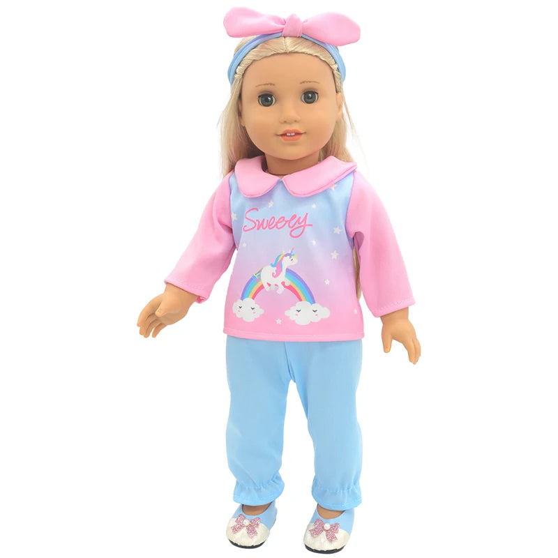 Reborn Baby Doll Winter Coat Pink Skirt 18 Inch Girl Dolls Clothes Jacket Children Xmas Gift Toys Wears