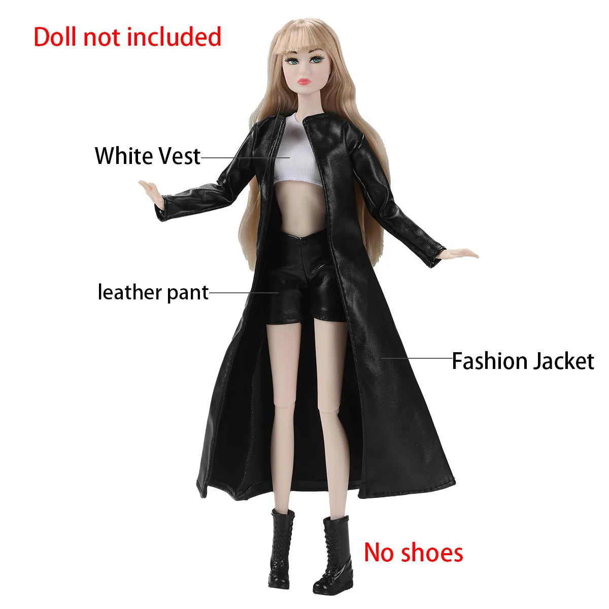 30cm Supermodel Doll Clothes Elegant/Mature Women Dress Up Fashion Leather Jacket+Vest+Skirt Set For 1/6 Doll Career Girls Wear