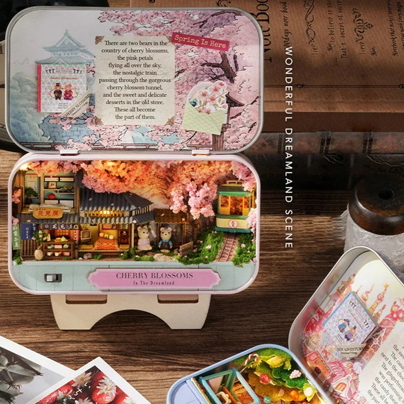 Box Theatre DIY Wooden DollHouses Miniature Box Cute Doll Houses 3D Puzzle Assemble Building Model Kits Toy For Birthday Gifts