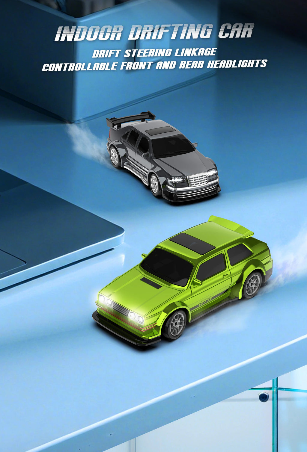 Rc Drift Car 1:43 Scale Full-Size 4WD 2.4g High-speed racing car with gyroscope, equipped with LED and rechargeable function