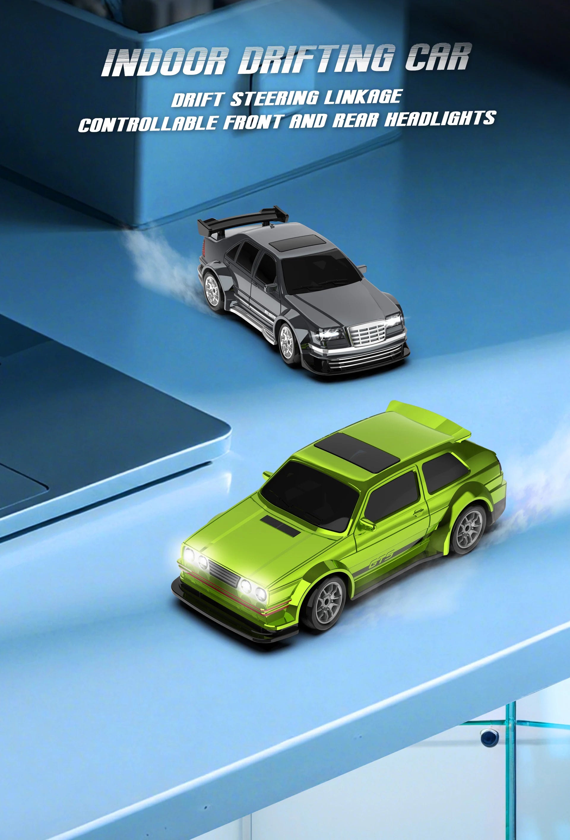 Rc Drift Car 1:43 Scale Full-Size 4WD 2.4g High-speed racing car with gyroscope, equipped with LED and rechargeable function