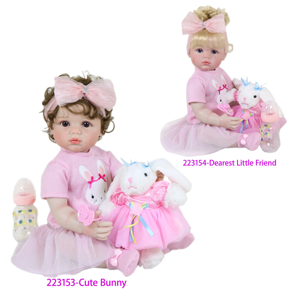 Reborn Baby Doll with 3D Painted on face and Soft Full Vinyl with Rooted Hair with Plush Little Bunny, Perfect Birthday
