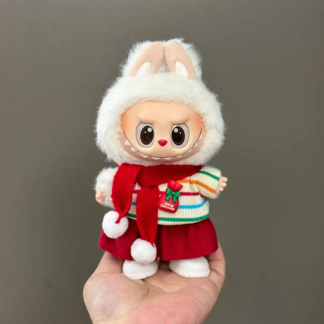 Doll Clothes For 15-17CM Labubu Clothing Merry Christmas Hat Scarf Elk Snowman Set Mini Plush Doll Accessory New Year Dress Gift