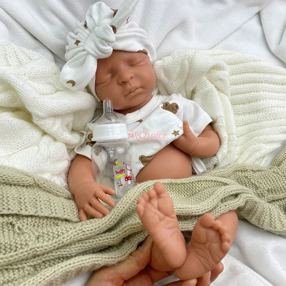 Reborn Baby Doll 17Inch Realistic Lifelike Weighted Girl Silicone Newborn Reborn Doll Can Take Bath Baby Toys For Kid'S Gift