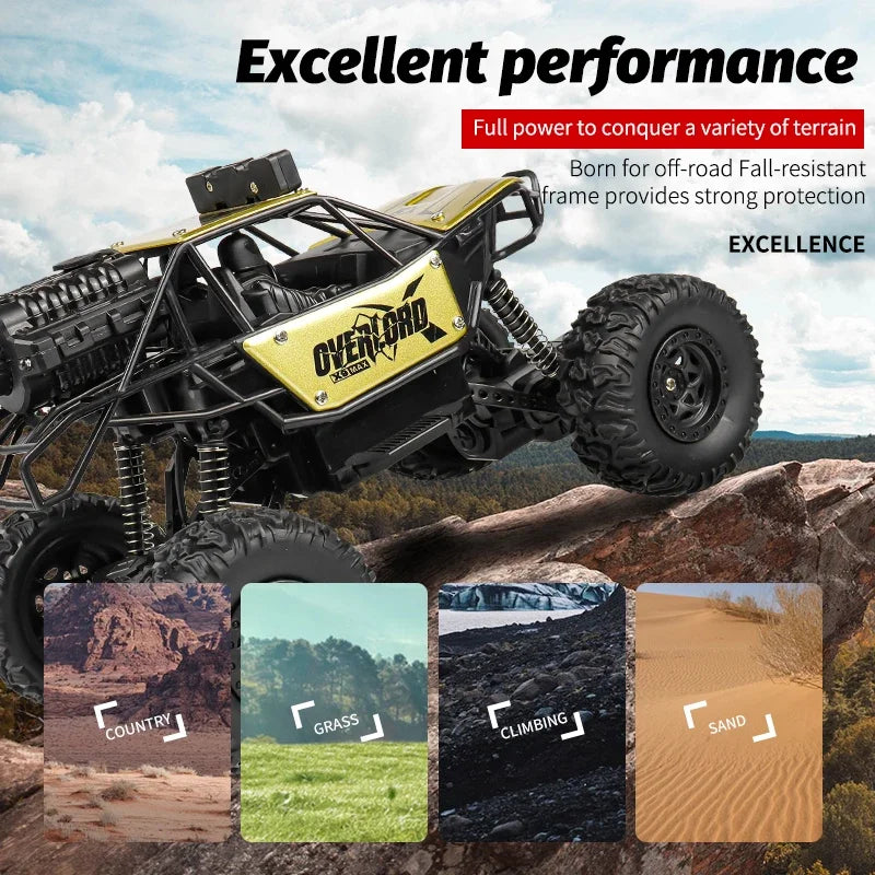 Rc Cars 1:18 2WD Off-Road RC Truck All Terrain 2.4G Electric RC Car High Speed 50KM/H Remote Control Car with LED Lights Kid Toy