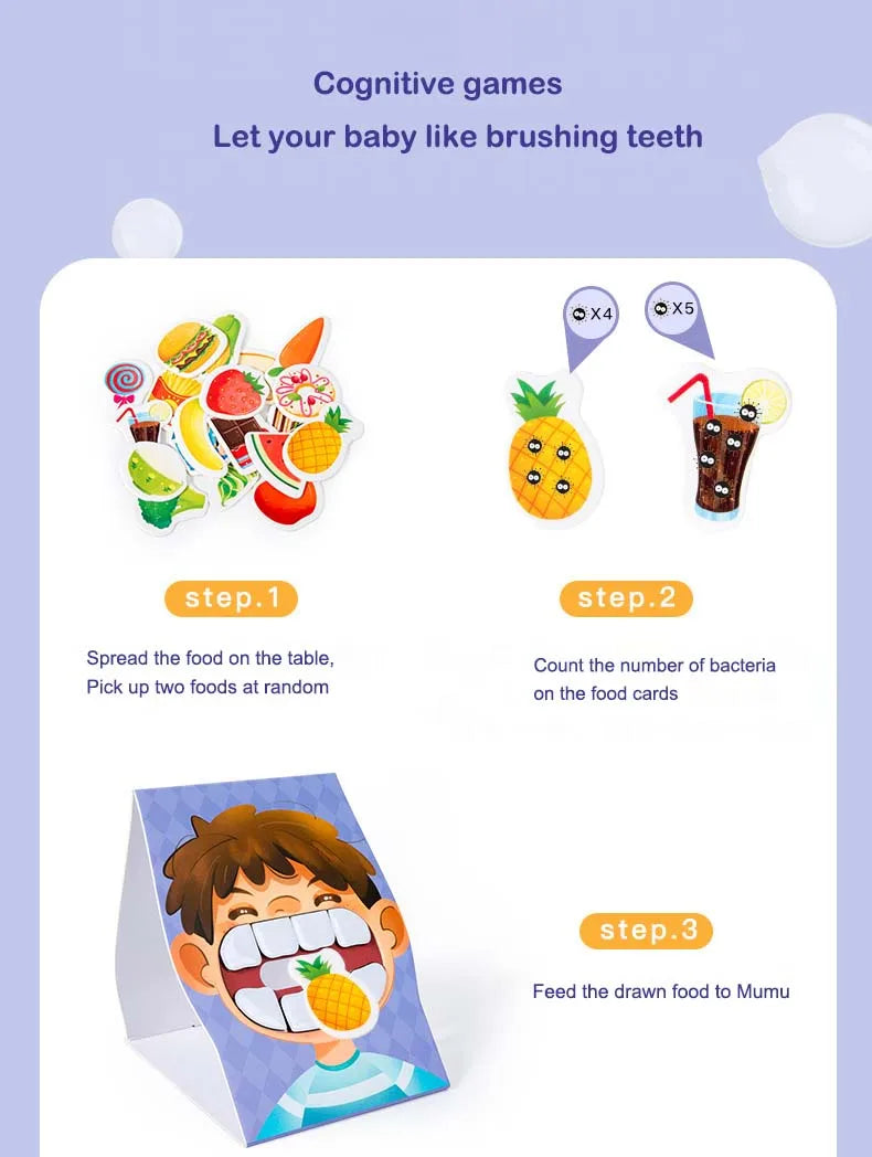 Montessori Parent-Child Interaction Simulation Brush Teeth Childhood Educational Toys Fine Motor Board Games Puzzle Toys For Kid