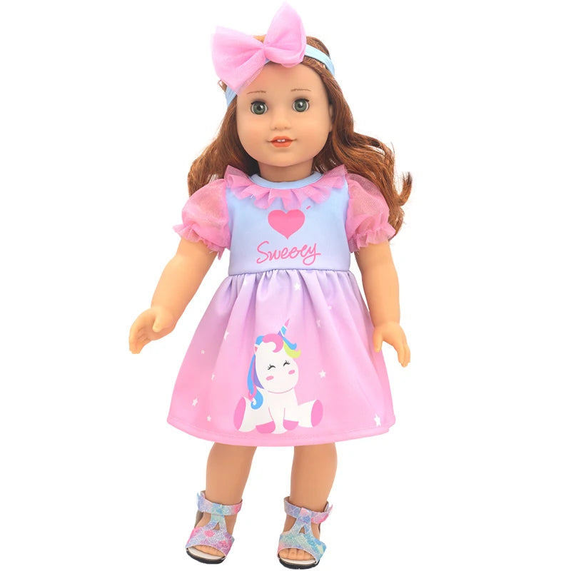 Reborn Baby Doll Winter Coat Pink Skirt 18 Inch Girl Dolls Clothes Jacket Children Xmas Gift Toys Wears