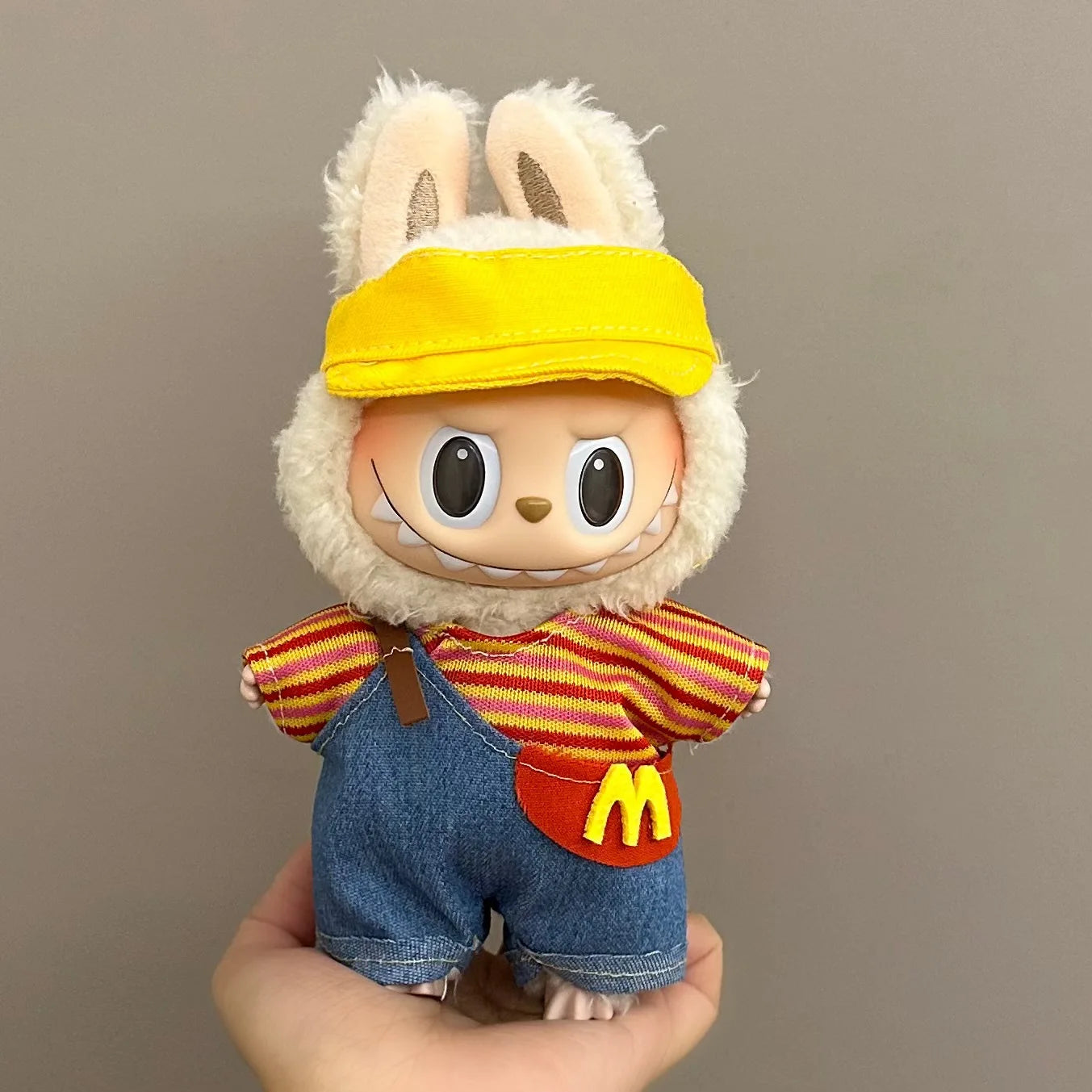 For 17cm V1V2 Labubu mcdonalds clothes outfit Working Girl Set Cute Doll workwear Clothing  boy outfit overalls accessories