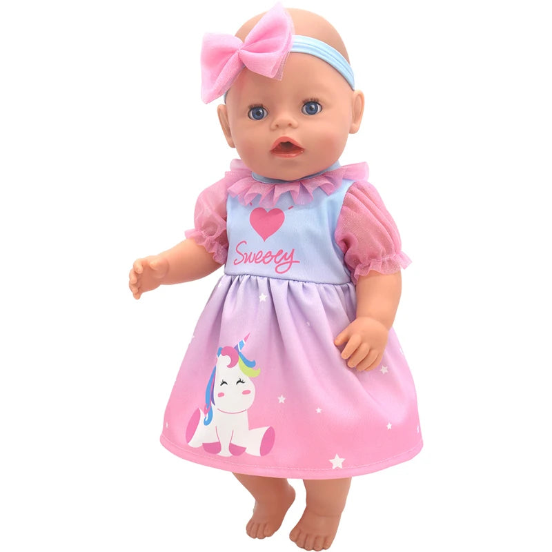 Reborn Baby Doll Winter Coat Pink Skirt 18 Inch Girl Dolls Clothes Jacket Children Xmas Gift Toys Wears