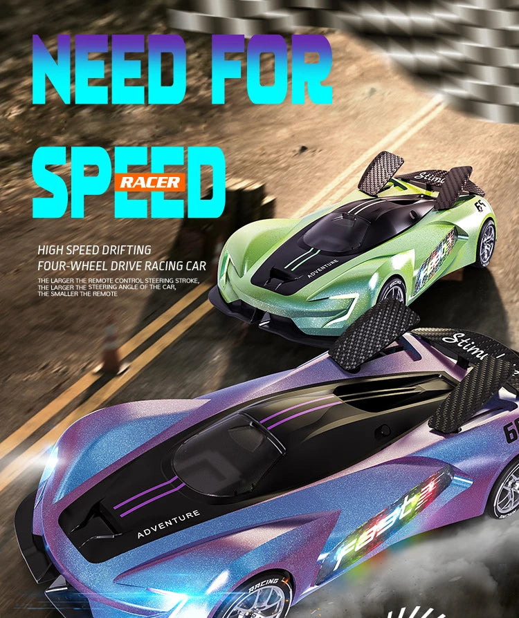 RC Car 2.4G 20km/h High-speed Drift Sports Cars with Light Music Racing Car Eletric Vehicle Model Toys for Boys Kids Xmas Gifts