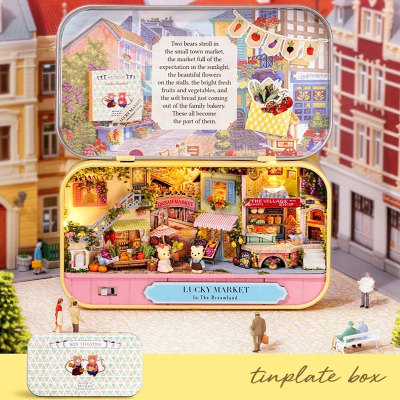 Box Theatre DIY Wooden DollHouses Miniature Box Cute Doll Houses 3D Puzzle Assemble Building Model Kits Toy For Birthday Gifts