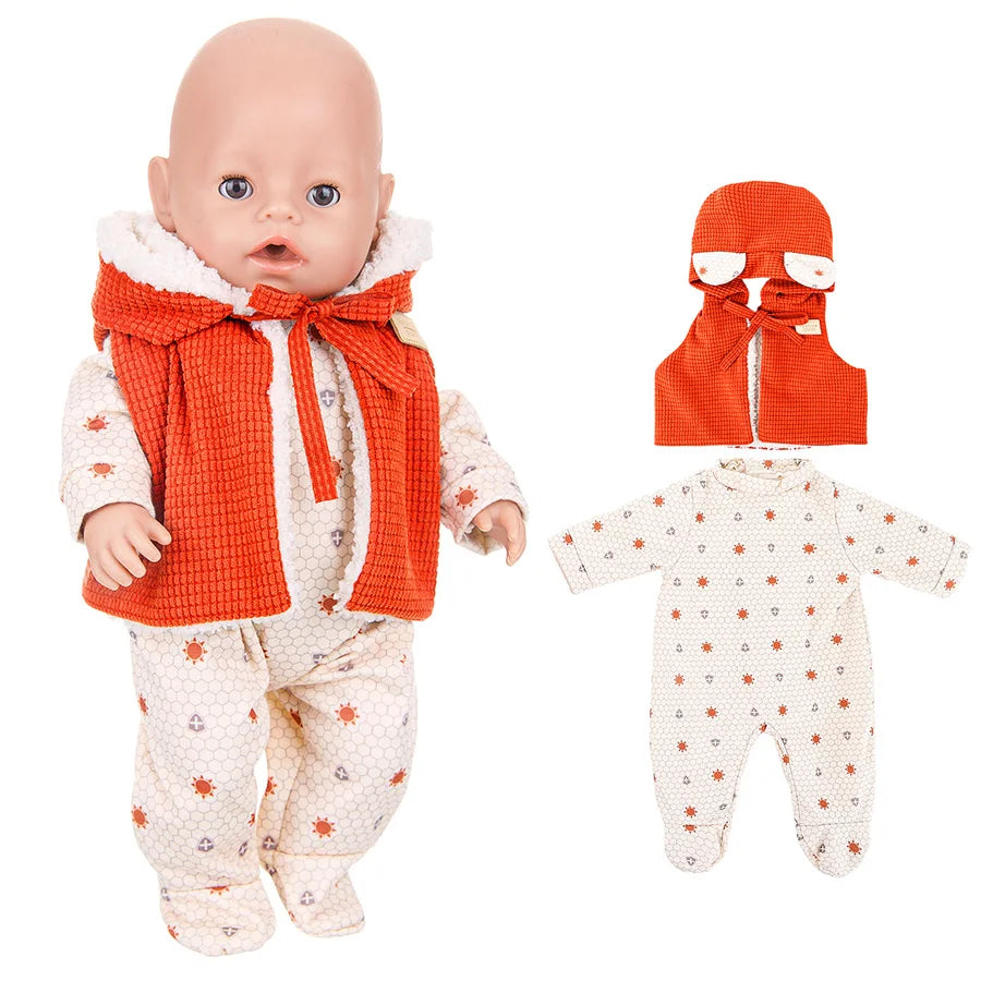 Doll Clothes For 43cm Baby Doll Leather Jacket Pants Jumpers Rompers Set For 18 Inch American Doll Coat Winter Clothes