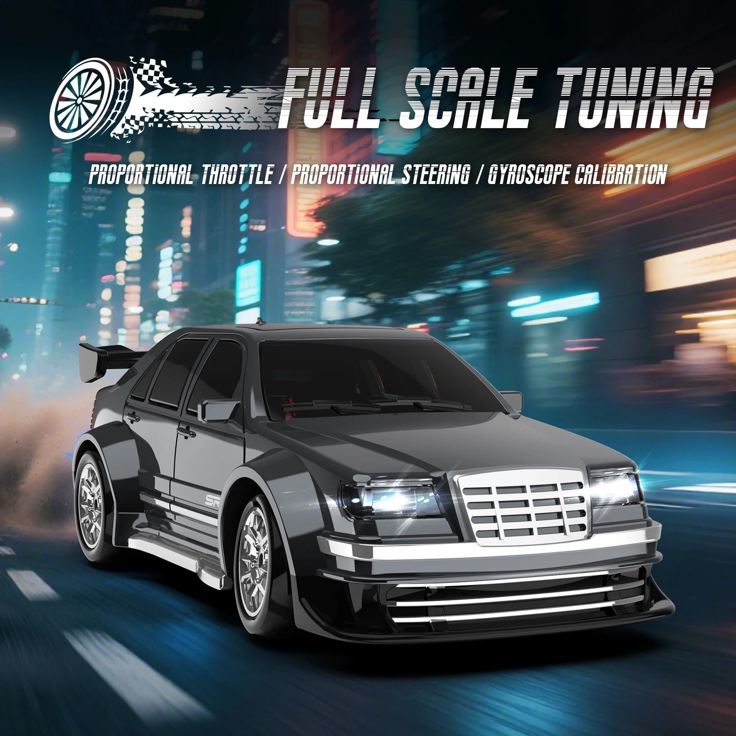 Rc Drift Car 1:43 Scale Full-Size 4WD 2.4g High-speed racing car with gyroscope, equipped with LED and rechargeable function