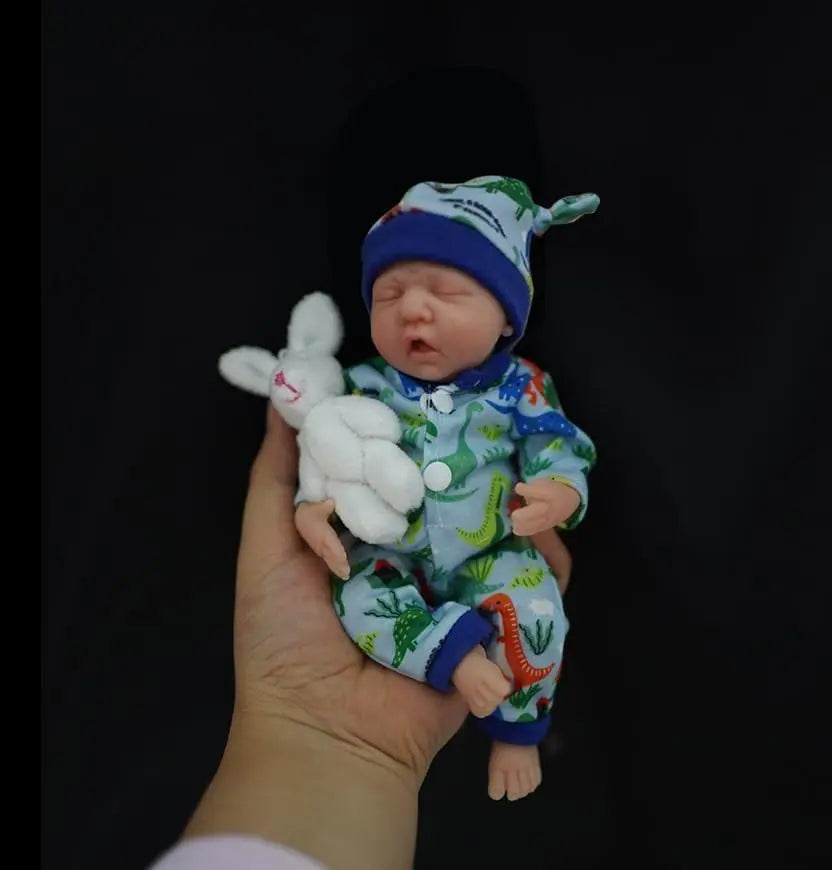 Reborn Baby Dolls 7 Inch Full Body Silicone Doll Boy Mini Realistic Newborn Baby Dolls with Feeding Accessories Gift Box