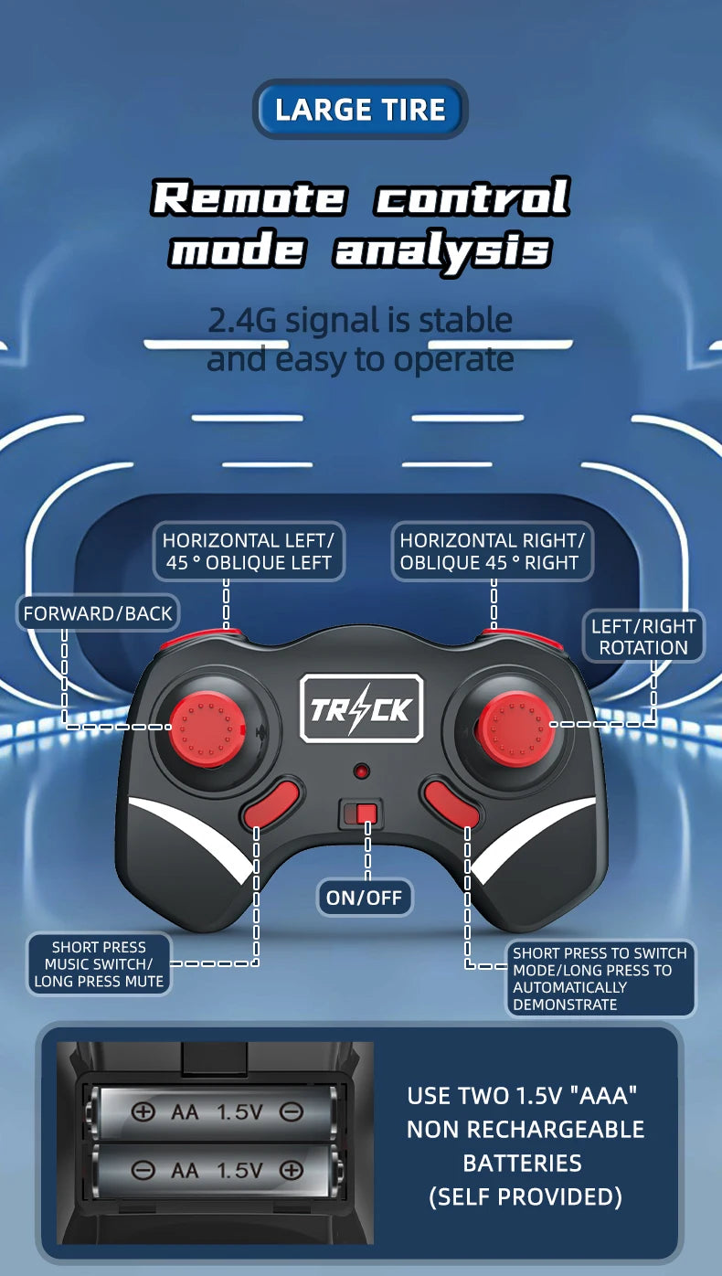 RC Drift Car Toy, Cool and Dynamic Dazzling, Made of Large Glow Wheels
