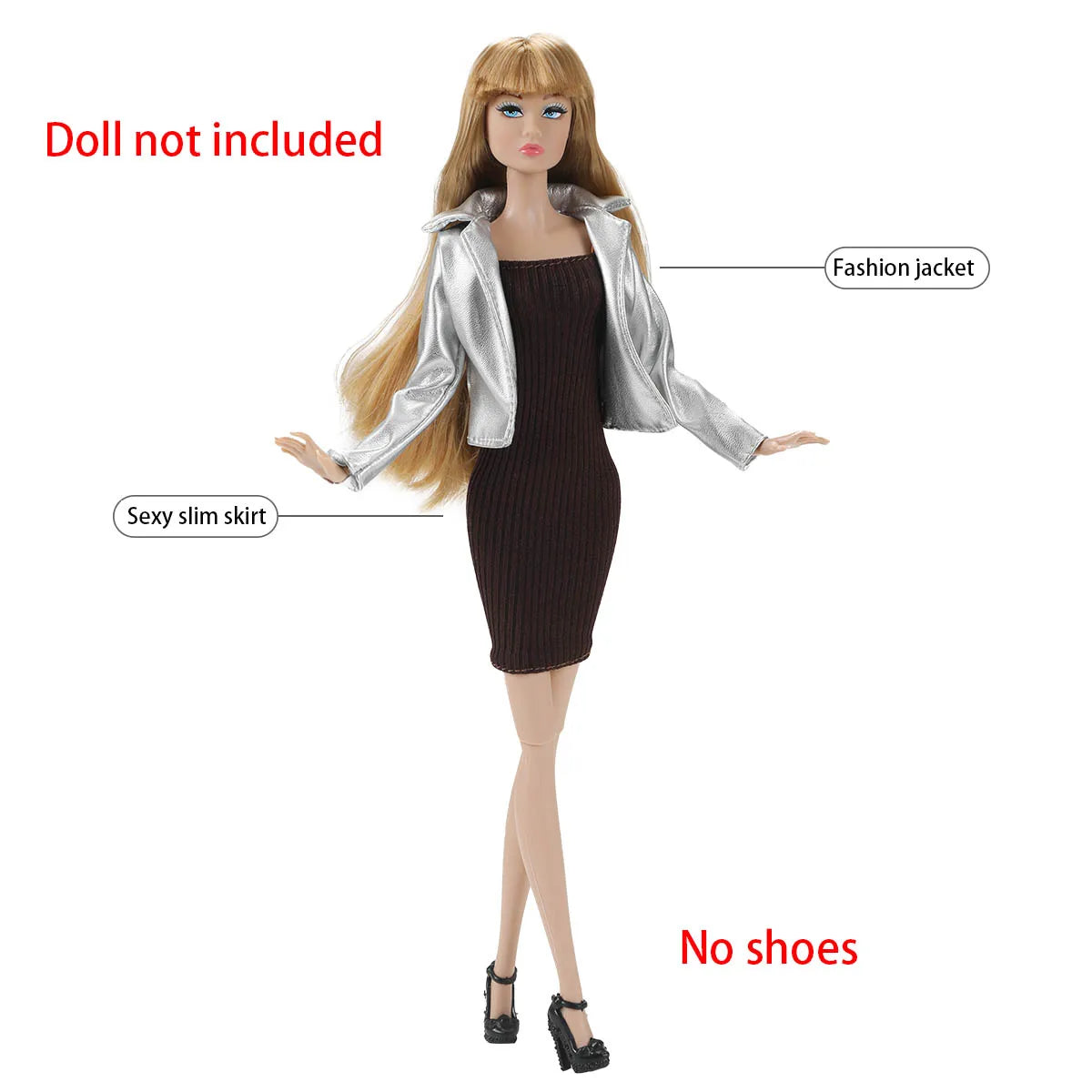 30cm Supermodel Doll Clothes Elegant/Mature Women Dress Up Fashion Leather Jacket+Vest+Skirt Set For 1/6 Doll Career Girls Wear