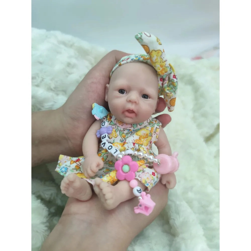 Reborn Baby Dolls 7" Girl Micro Preemie Full Body Silicone Baby Doll Lifelike Mini Silicone Baby