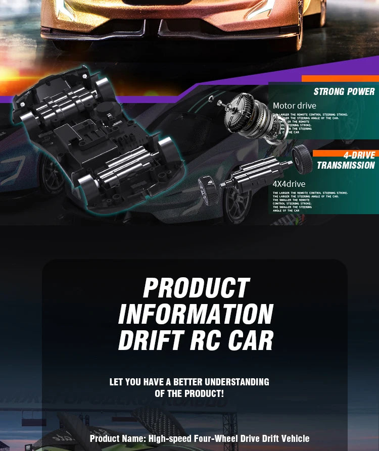 RC Car 2.4G 20km/h High-speed Drift Sports Cars with Light Music Racing Car Eletric Vehicle Model Toys for Boys Kids Xmas Gifts