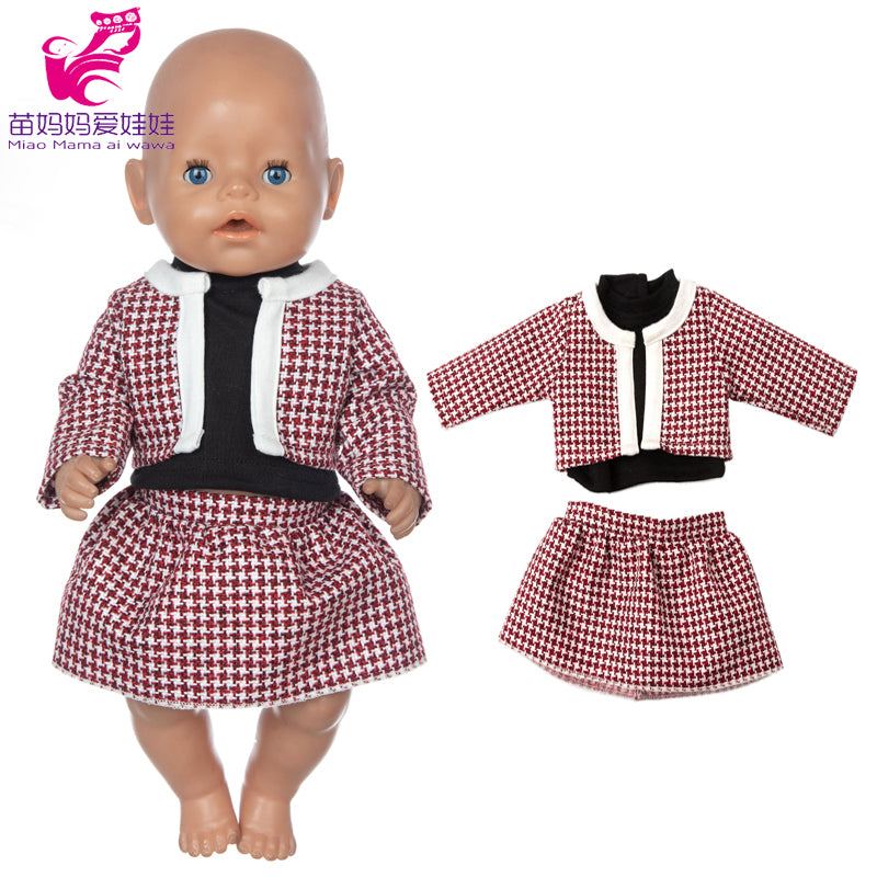 Reborn Baby Doll Winter Coat Pink Skirt 18 Inch Girl Dolls Clothes Jacket Children Xmas Gift Toys Wears