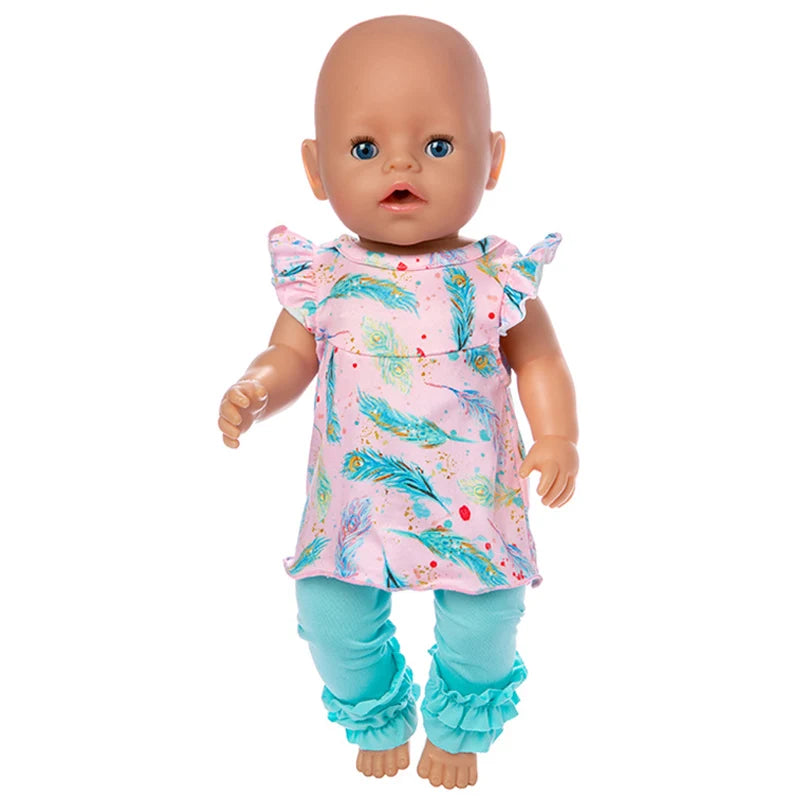 Reborn Baby Doll Winter Coat Pink Skirt 18 Inch Girl Dolls Clothes Jacket Children Xmas Gift Toys Wears