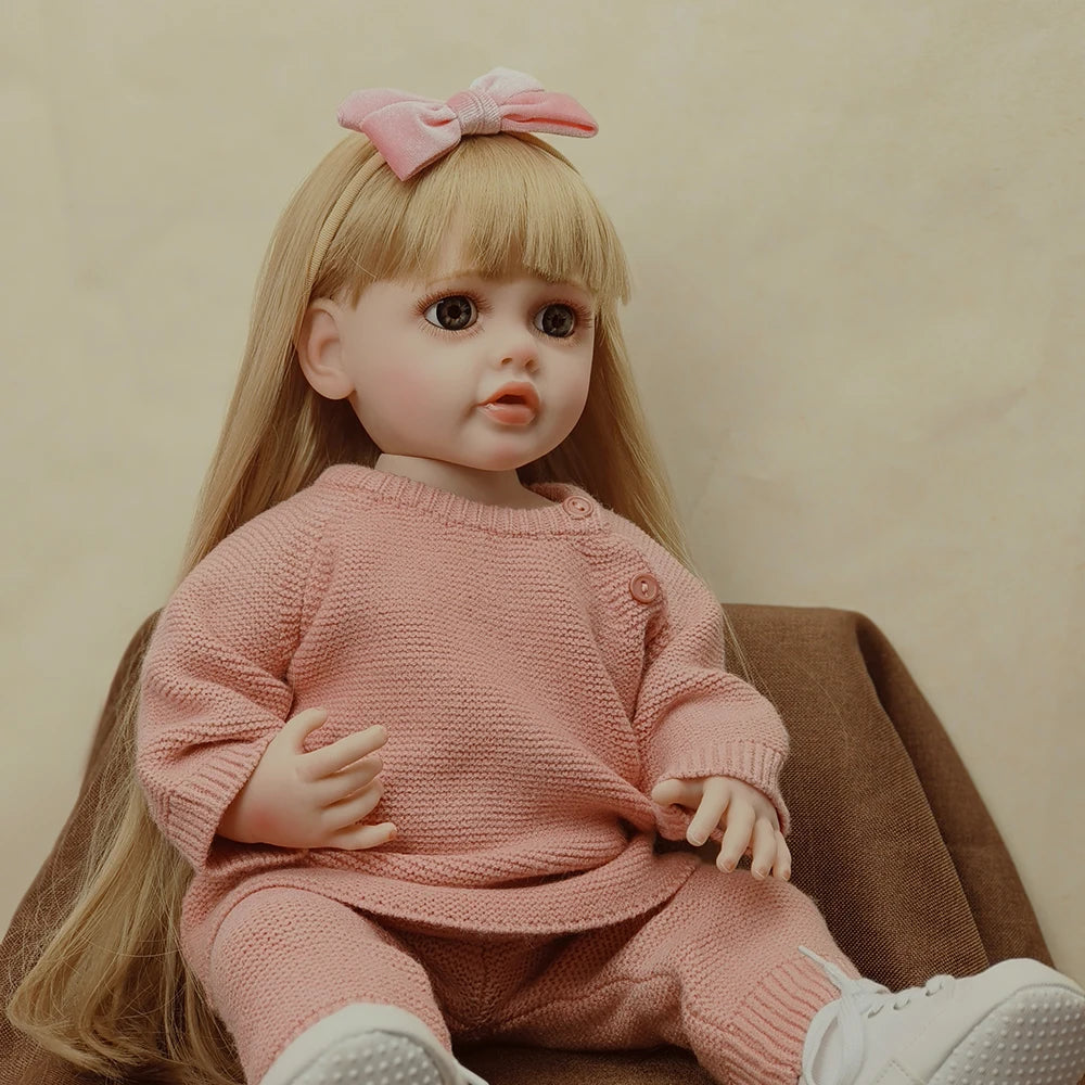 Reborn Baby Doll 55cm Little Girl Baby Full Body Silicon For Girls Newborn Doll Toddler Fashion Cute Toy Birthday Gift