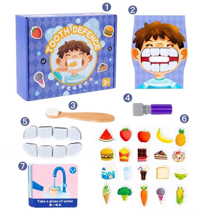 Montessori Parent-Child Interaction Simulation Brush Teeth Childhood Educational Toys Fine Motor Board Games Puzzle Toys For Kid