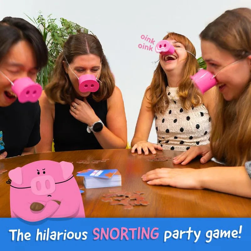 Party Game Provides Fun Snorts Board Games 5 Toy Pig Noses and Challenge Cards for Family and Friends