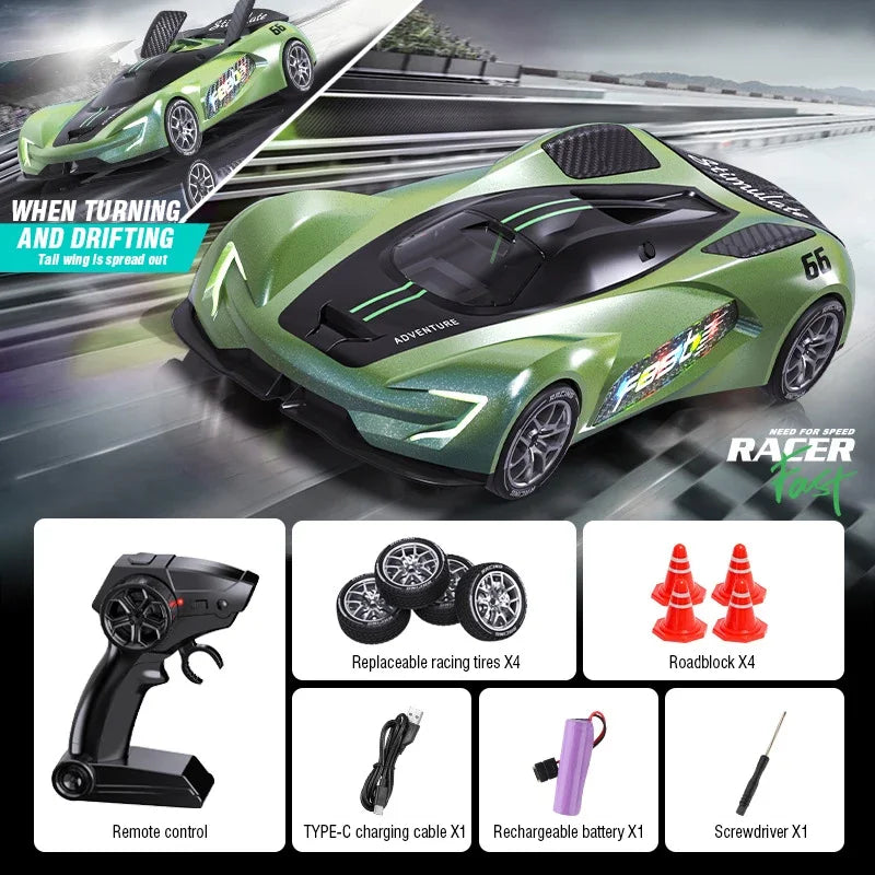 RC Car 2.4G 20km/h High-speed Drift Sports Cars with Light Music Racing Car Eletric Vehicle Model Toys for Boys Kids Xmas Gifts