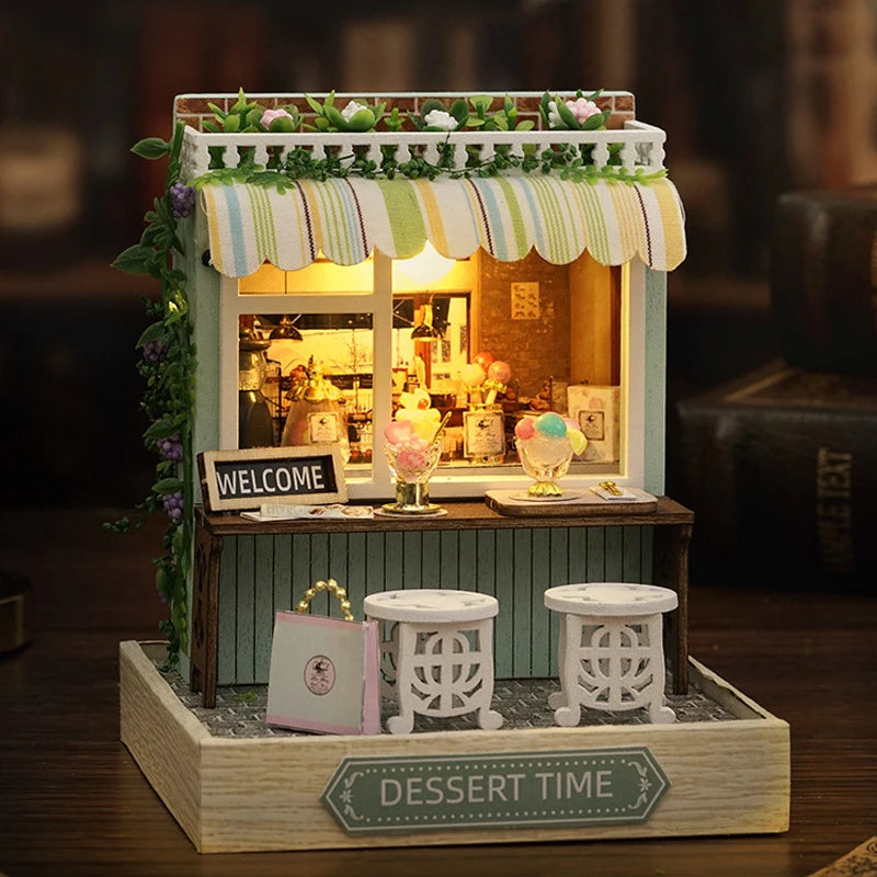 Wooden Doll House Casa Diy  Miniature Dollhouse 3D Puzzle Assembly Building Toys With Furniture LED Lights For Children Gifts