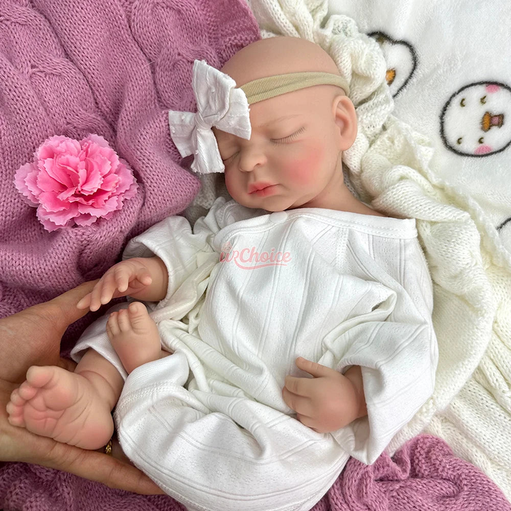 Reborn Baby Doll 17Inch Realistic Lifelike Weighted Girl Silicone Newborn Reborn Doll Can Take Bath Baby Toys For Kid'S Gift