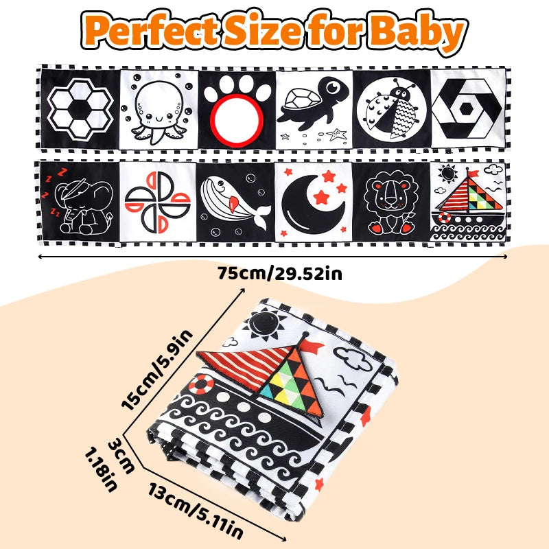 Baby Folding Visual Early Education Cloth Book Baby Early Learning Cloth Book Soothing Toys For 0+ Newborn Tearable Toy 1 PCS