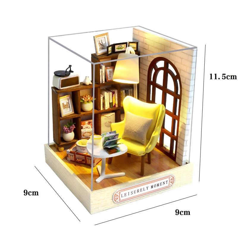 Wooden Doll House Casa Diy  Miniature Dollhouse 3D Puzzle Assembly Building Toys With Furniture LED Lights For Children Gifts