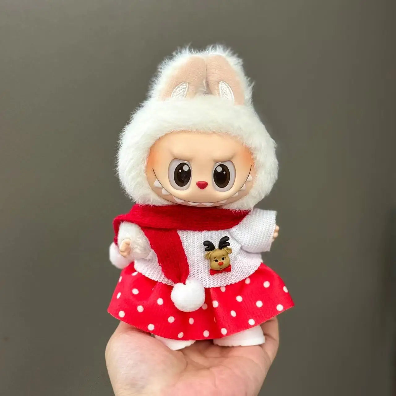 Doll Clothes For 15-17CM Labubu Clothing Merry Christmas Hat Scarf Elk Snowman Set Mini Plush Doll Accessory New Year Dress Gift