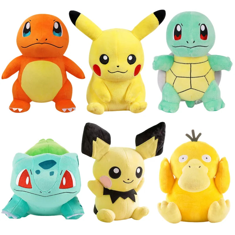2025Pokemon Stuff Plush Toys Kawaii Pikachu Pichu Charmander Squirtle Psyduck Anime Soft Dolls Doll Kids Birthday Christmas Gift