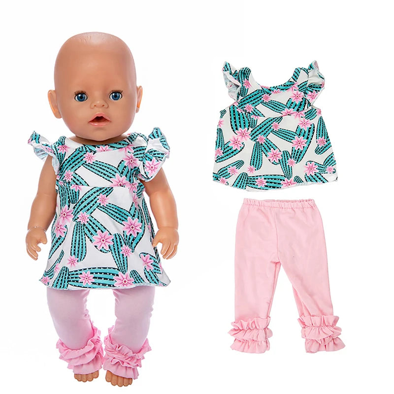 Reborn Baby Doll Winter Coat Pink Skirt 18 Inch Girl Dolls Clothes Jacket Children Xmas Gift Toys Wears