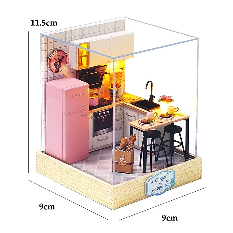Wooden Doll House Casa Diy  Miniature Dollhouse 3D Puzzle Assembly Building Toys With Furniture LED Lights For Children Gifts