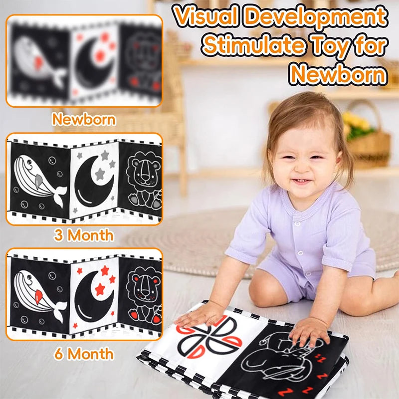 Baby Folding Visual Early Education Cloth Book Baby Early Learning Cloth Book Soothing Toys For 0+ Newborn Tearable Toy 1 PCS