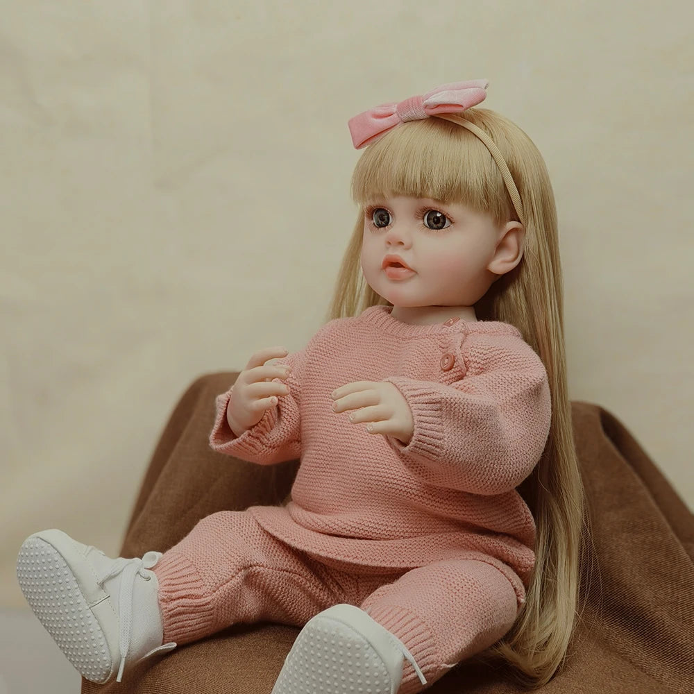 Reborn Baby Doll 55cm Little Girl Baby Full Body Silicon For Girls Newborn Doll Toddler Fashion Cute Toy Birthday Gift
