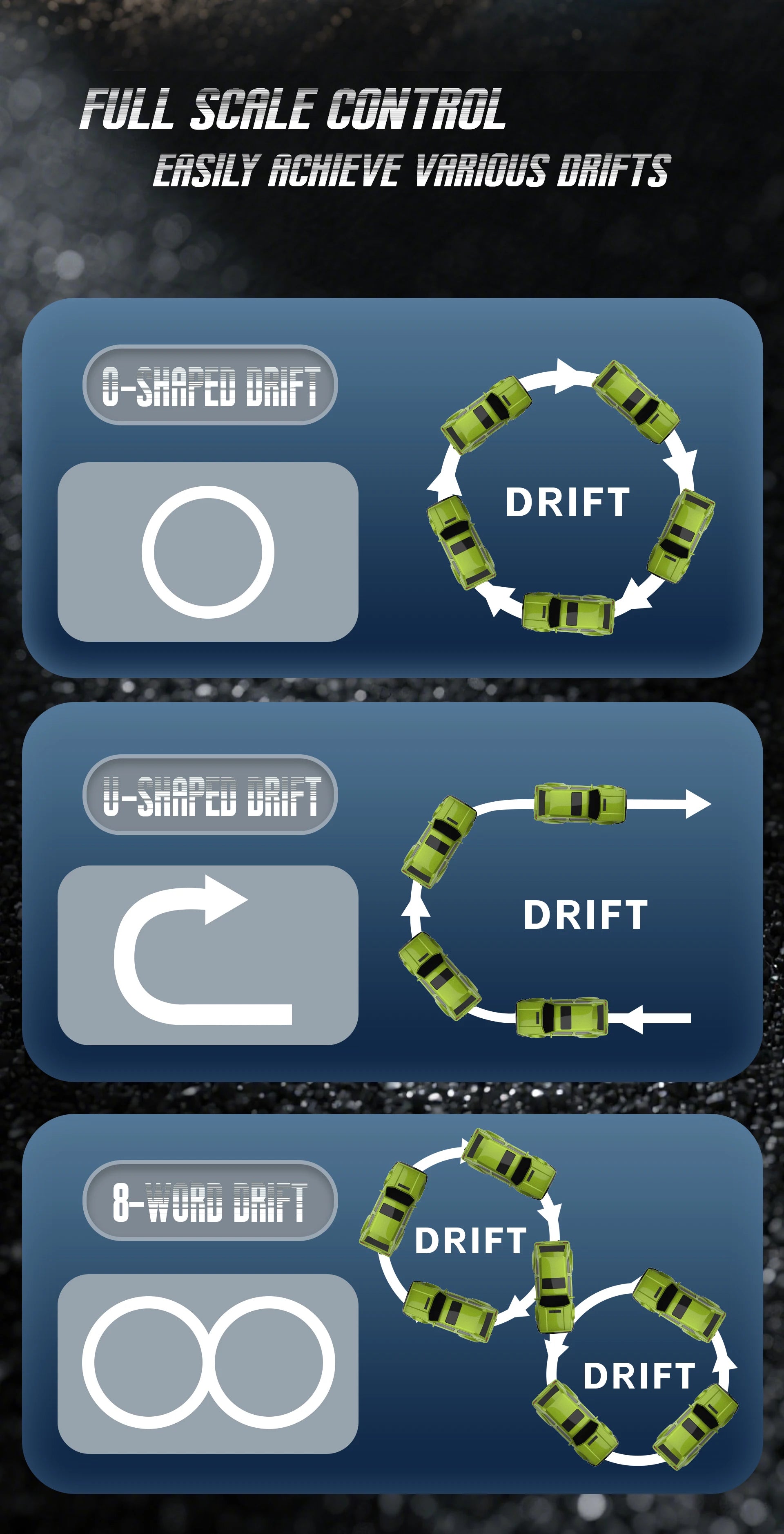 Rc Drift Car 1:43 Scale Full-Size 4WD 2.4g High-speed racing car with gyroscope, equipped with LED and rechargeable function