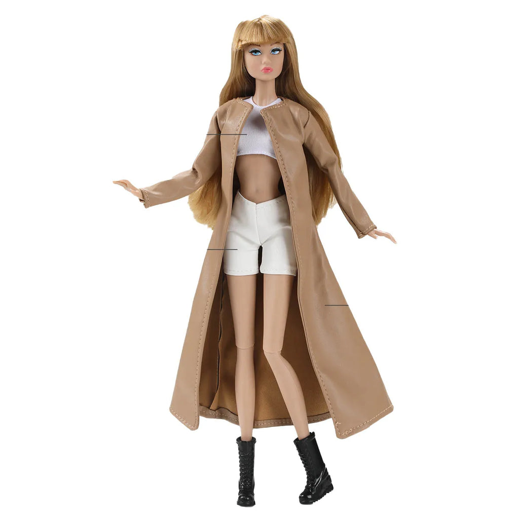 30cm Supermodel Doll Clothes Elegant/Mature Women Dress Up Fashion Leather Jacket+Vest+Skirt Set For 1/6 Doll Career Girls Wear