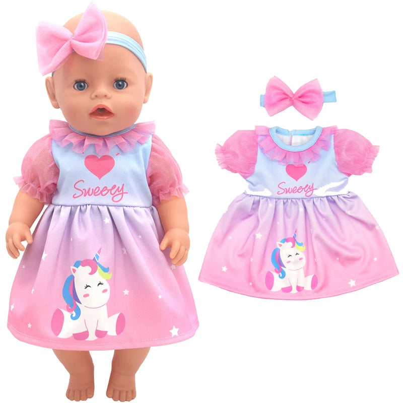 Reborn Baby Doll Winter Coat Pink Skirt 18 Inch Girl Dolls Clothes Jacket Children Xmas Gift Toys Wears