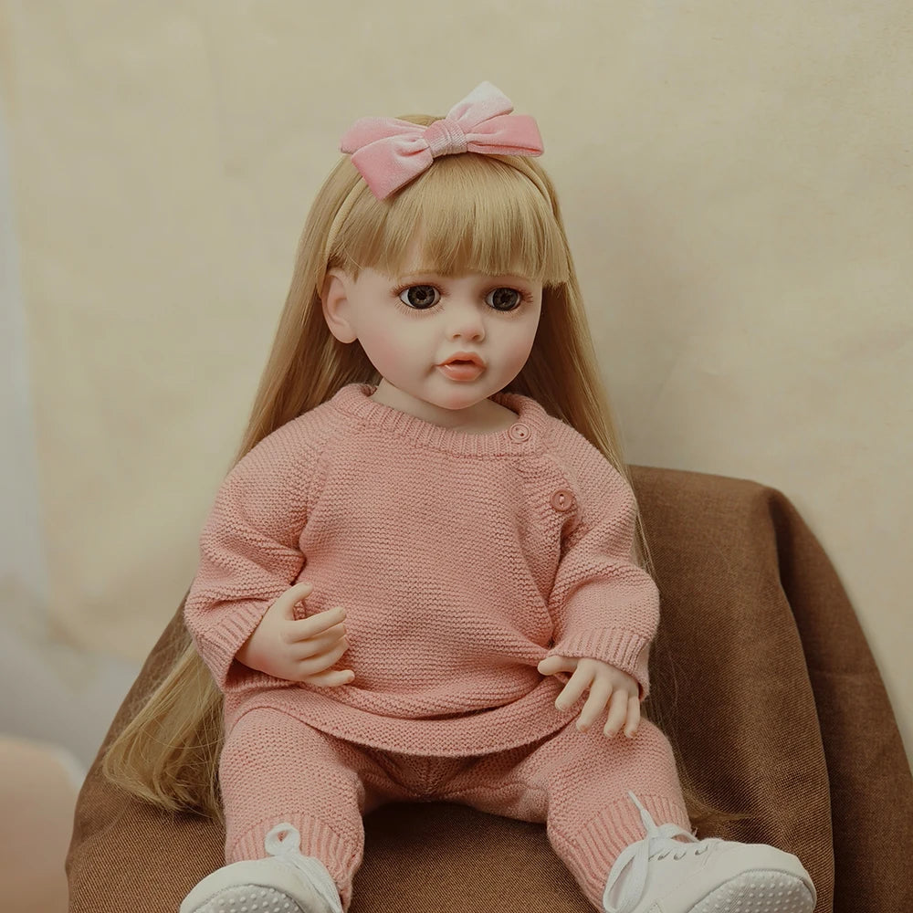 Reborn Baby Doll 55cm Little Girl Baby Full Body Silicon For Girls Newborn Doll Toddler Fashion Cute Toy Birthday Gift