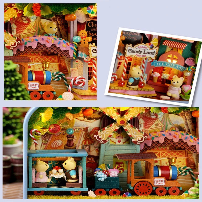 Box Theatre DIY Wooden DollHouses Miniature Box Cute Doll Houses 3D Puzzle Assemble Building Model Kits Toy For Birthday Gifts