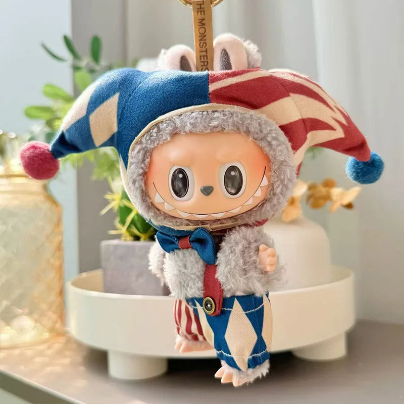 Doll Clothes For 15-17cm V1 V2 V3 Labubu Plush Idol Doll Clown DIY Clothing Decoration Fans Christmas Gift