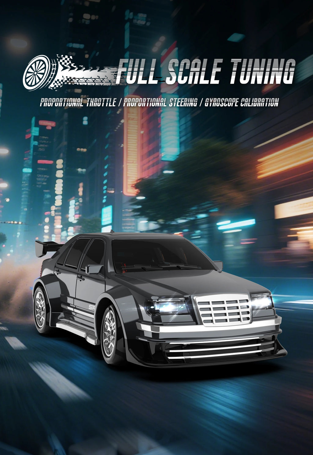 Rc Drift Car 1:43 Scale Full-Size 4WD 2.4g High-speed racing car with gyroscope, equipped with LED and rechargeable function