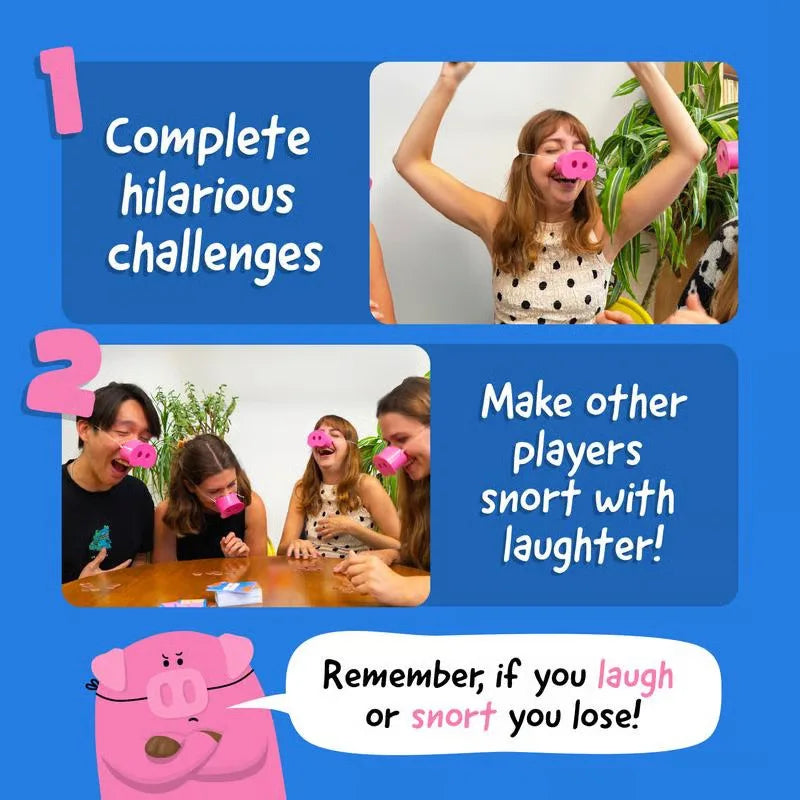 Party Game Provides Fun Snorts Board Games 5 Toy Pig Noses and Challenge Cards for Family and Friends
