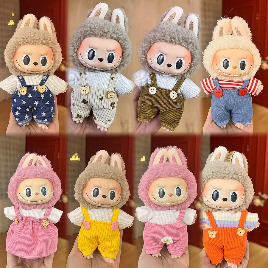 For 17cm V1V2 Labubu mcdonalds clothes outfit Working Girl Set Cute Doll workwear Clothing  boy outfit overalls accessories
