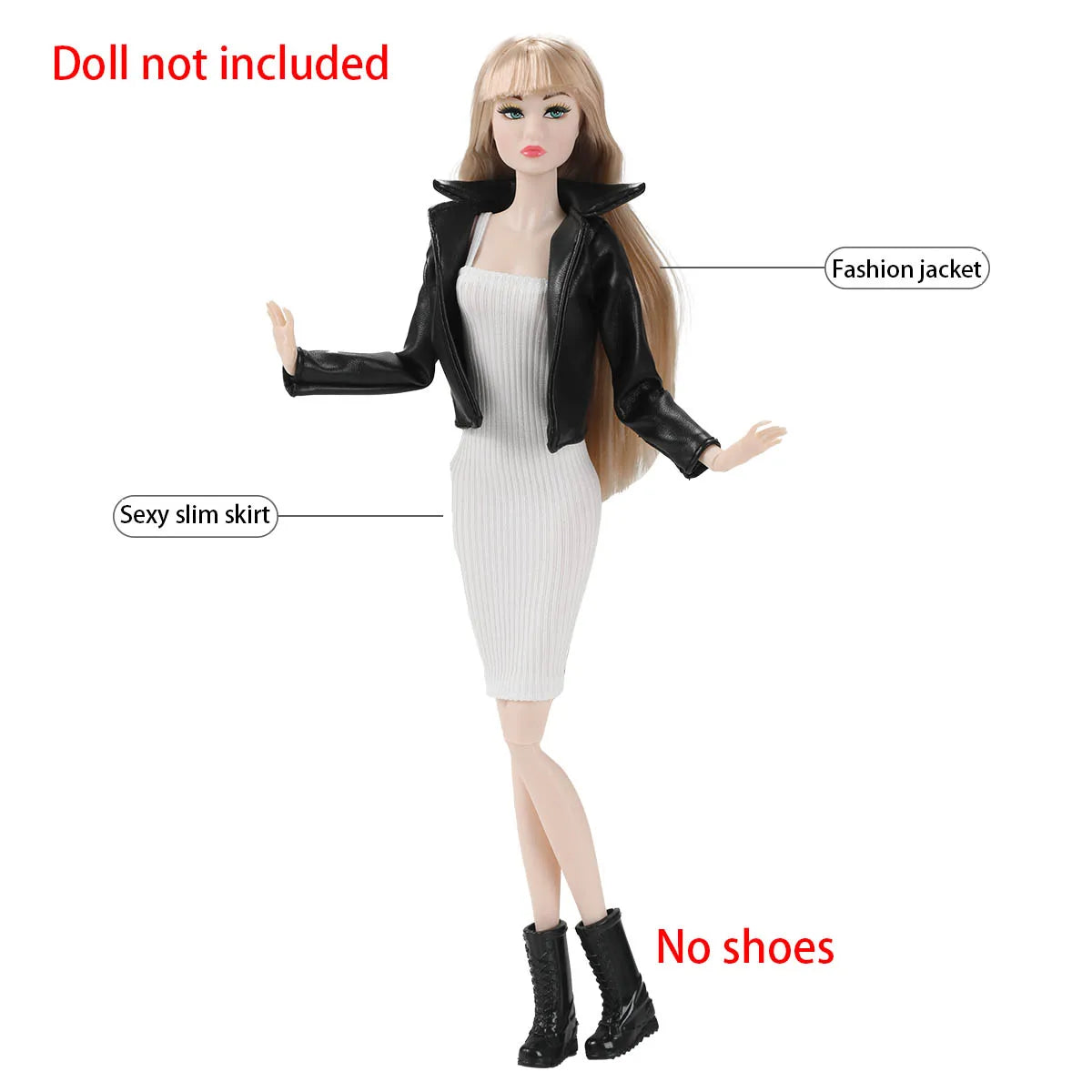30cm Supermodel Doll Clothes Elegant/Mature Women Dress Up Fashion Leather Jacket+Vest+Skirt Set For 1/6 Doll Career Girls Wear