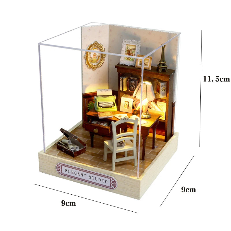 Wooden Doll House Casa Diy  Miniature Dollhouse 3D Puzzle Assembly Building Toys With Furniture LED Lights For Children Gifts