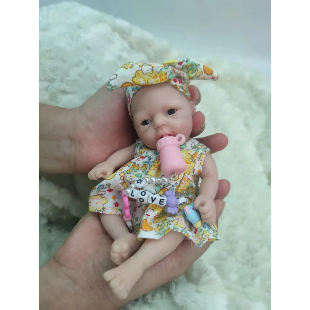 Reborn Baby Dolls 7" Girl Micro Preemie Full Body Silicone Baby Doll Lifelike Mini Silicone Baby